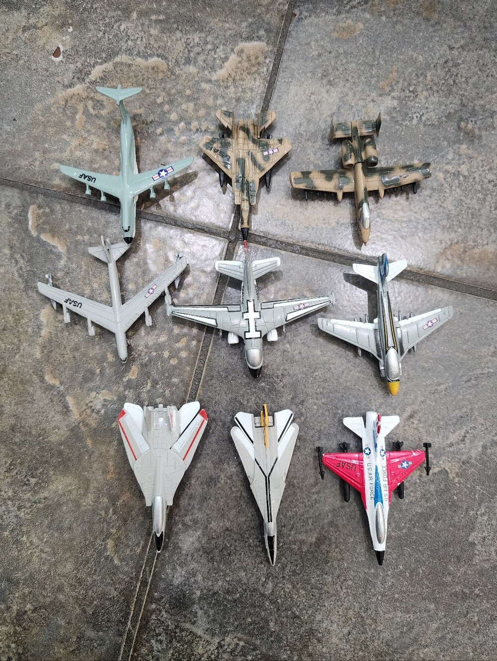 Vintage USAF Diecast Lot Of 9 Zylmex Zee Toys Military Fighter Jet Planes